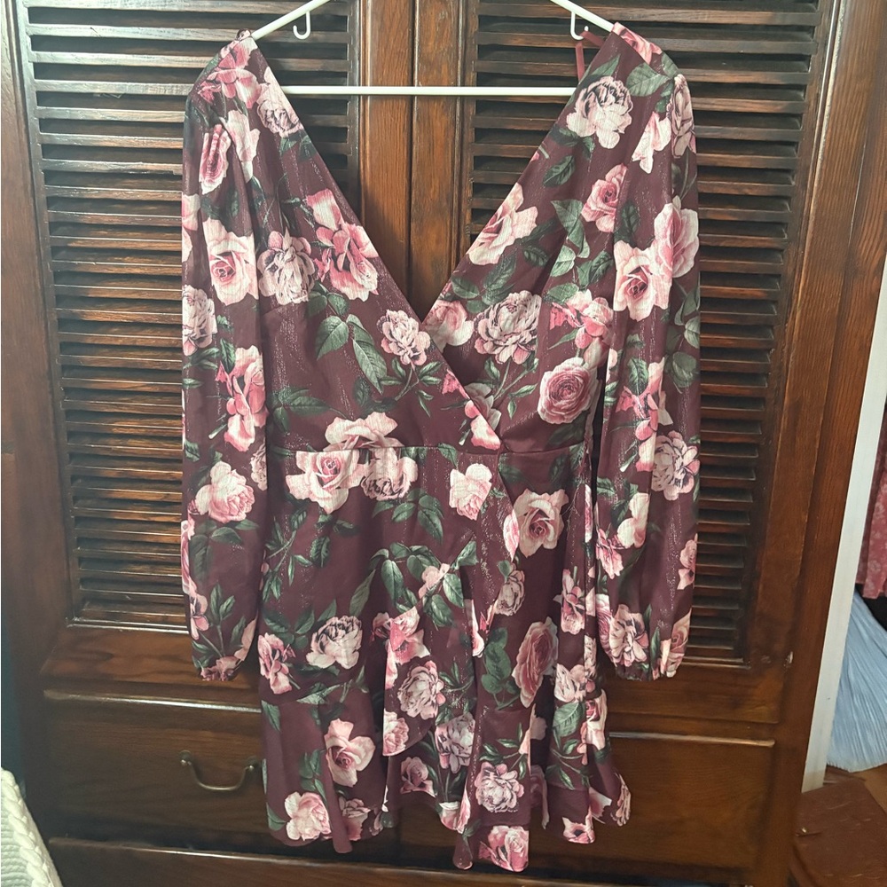 City Vibe Maroon Floral Dress